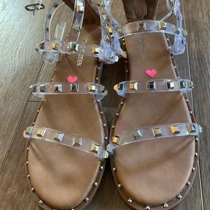 Steve Madden clear sandals with geometric adornment